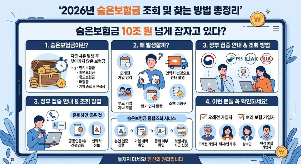 숨은보험금 조회방법 총정리|잠자는 보험금 찾기 2026년 숨은보험금 조회