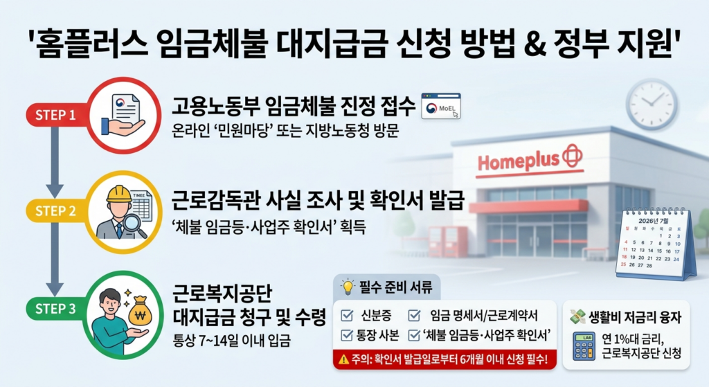 홈플러스 임금체불 대지급금 신청 방법 및 정부 지원 대책 완벽 정리 gemini generated image 16dn0416dn0416dn